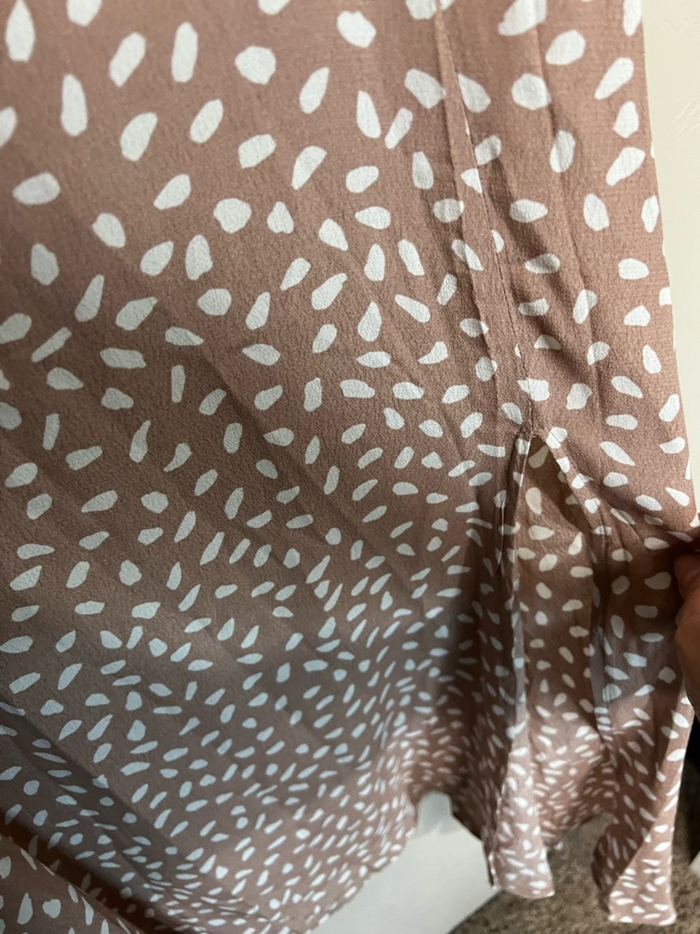Petal & Pup Franklin Puff Sleeve Side Slit Taupe Sweatheart Neckline Midi Dress - Picture 8 of 13